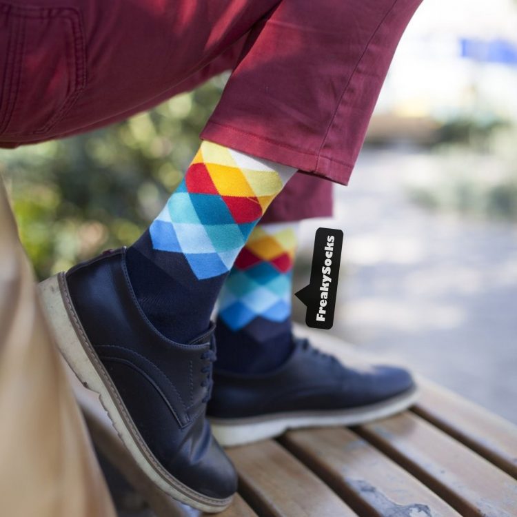 Medias Locas calcetines divertidos de diseño de rombos Freaky Socks