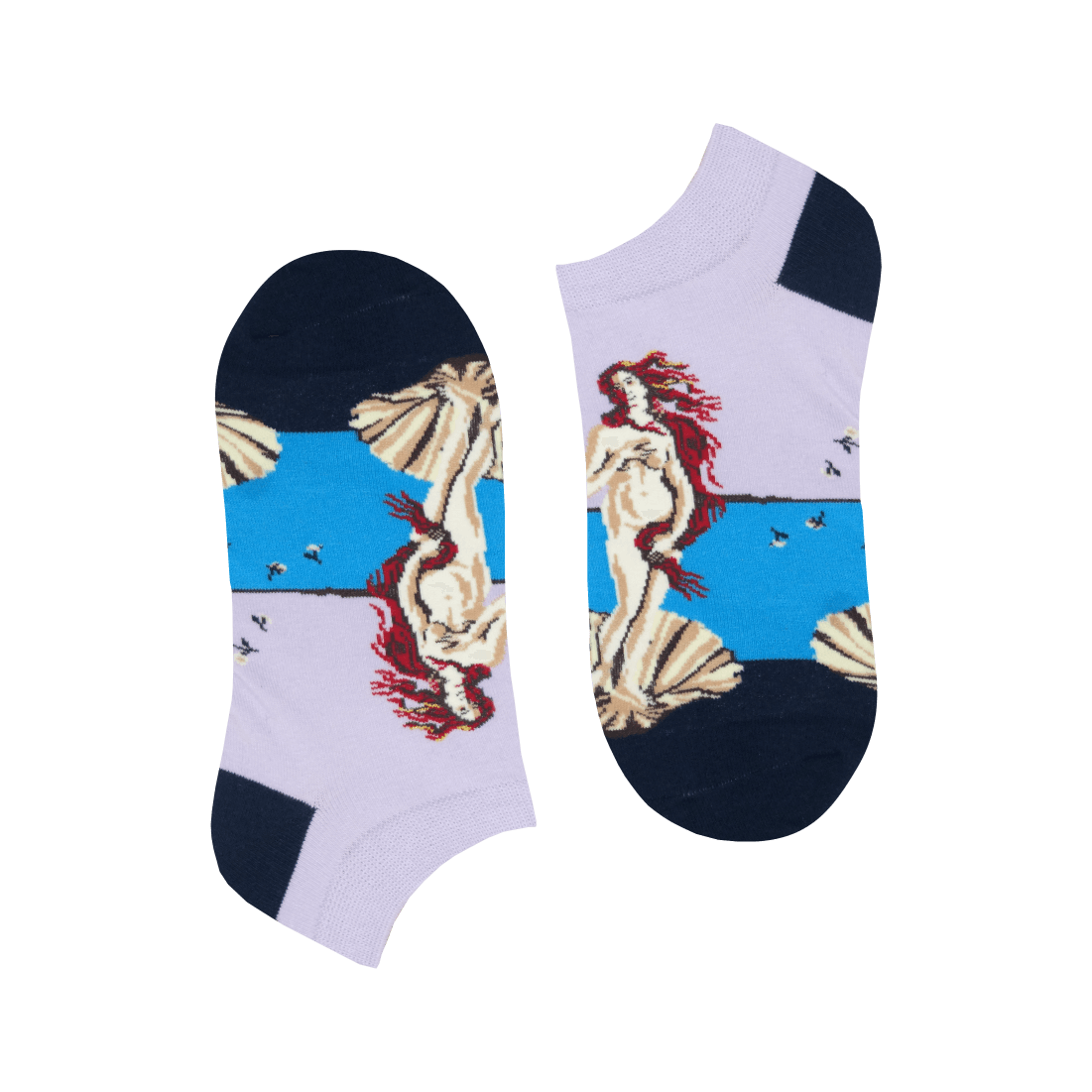 Medias Locas invisibles calcetines tobilleras divertidos de diseño de nacimiento de Venus Freaky Socks. Medias el nacimiento de venus
