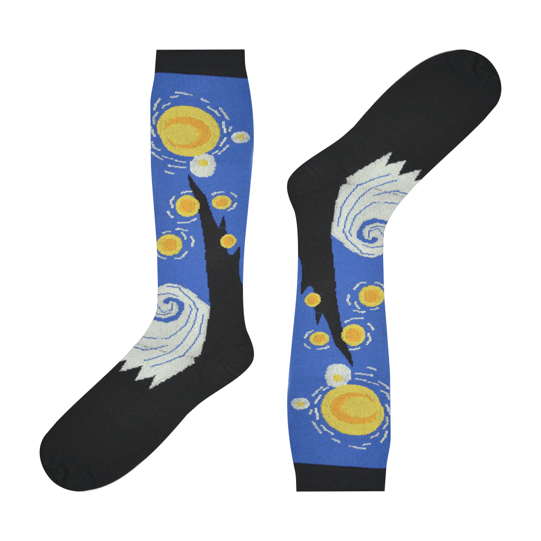 Medias de compresión Locas calcetines divertidos de diseño de noche estrellada Freaky Socks