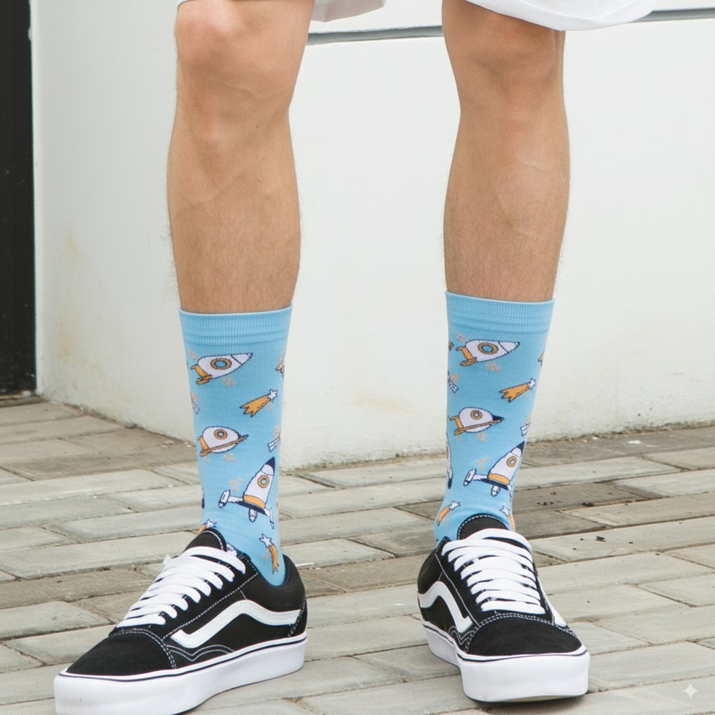 Medias Locas calcetines divertidos de diseño de Cohetes y satelites Freaky Socks. Medias