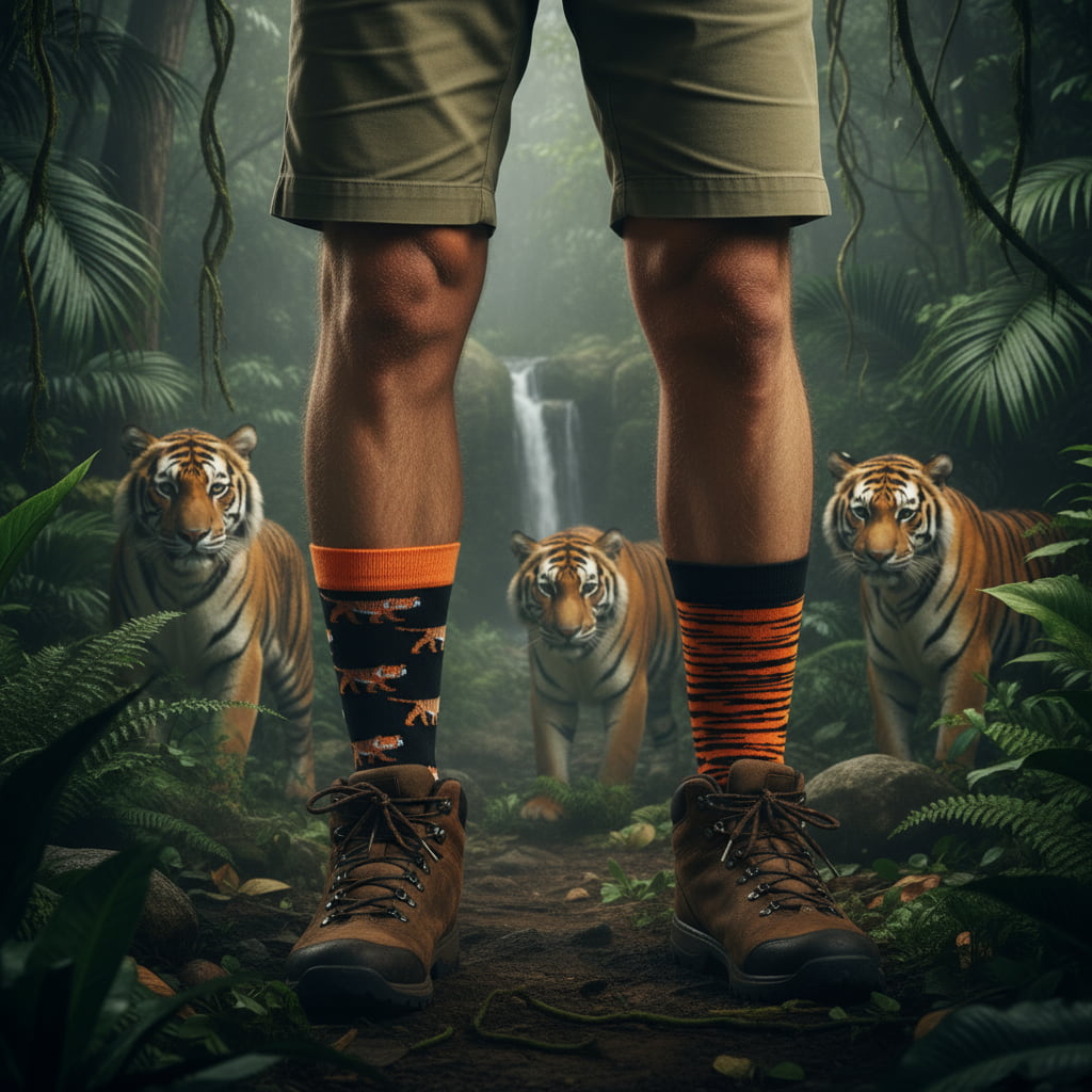 Medias Locas calcetines divertidos de diseño desigual tigre Socks. Medias disparejas tigre
