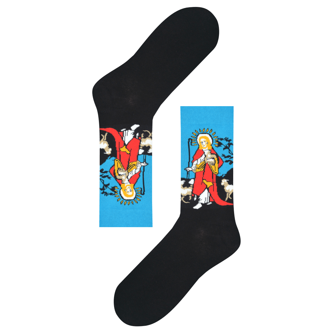 MS492-2.png Medias Locas calcetines divertidos de diseño de Jesus el buen pastor Freaky Socks